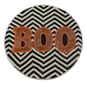 Nicole Miller Halloween Boo Spell Out Ziz Zag Beaded 15" Placemat Charger